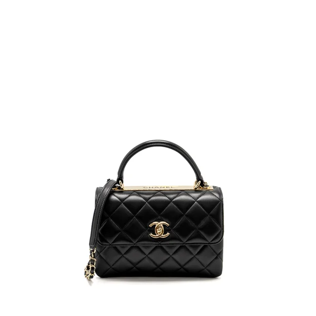 Chanel Top Handle Trendy CC Flap Bag Lambskin Black LGHW in Black Lambskin from EMIER