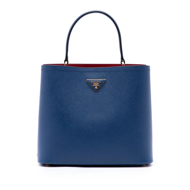 Blue Prada Large Saffiano Cuir Panier Satchel in Blue Saffiano leather from Designer Revival
