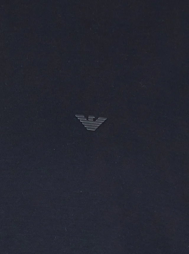 Emporio armani Blue Crew Neck T-Shirt with Logo Embroidery on the Front in Cotton Blend for Men in Blue 70% Lyocell 30% Cotton, photo 5 of 5 from Gaudenzi Boutique
