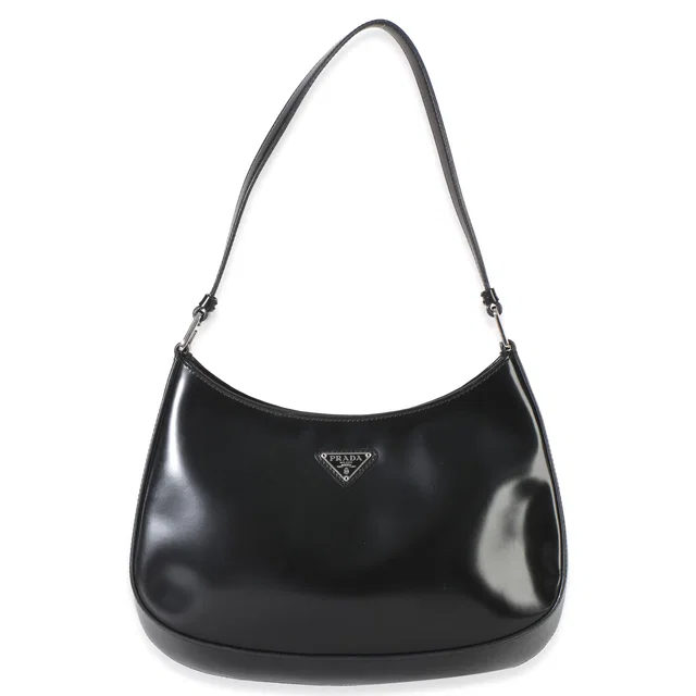 Prada Black Spazzolato Cleo Bag Patent Leather Handbag in Black Patent leather from HEWI