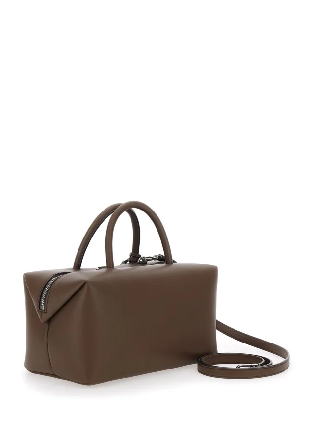 Max mara 'Holdall Media' Brown Handbag with Adjustable and Removable Shoulder Strap and Logo Lettering on the Front in Leather Woman in Brown 100% Lamb, photo 5 of 7 from Gaudenzi Boutique