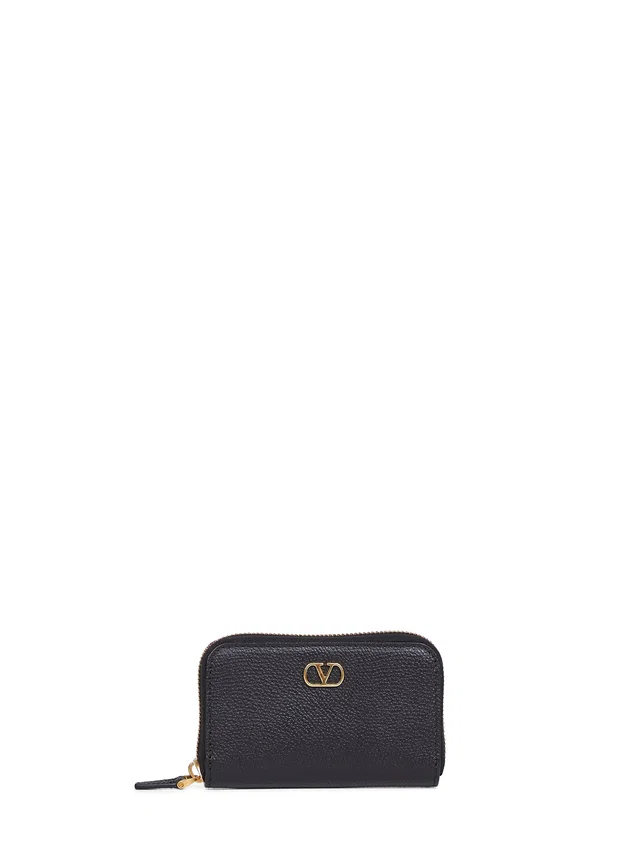 Valentino Garavani Grained Calf Leather With Vlogo Wallet — Black in Black Calfskin from HEWI