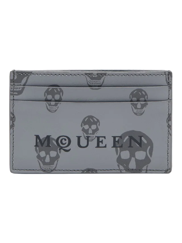 Alexander McQueen Skull-Embossed Leather Card Case — Grey Wallets & Purses in Grey Leather from HEWI