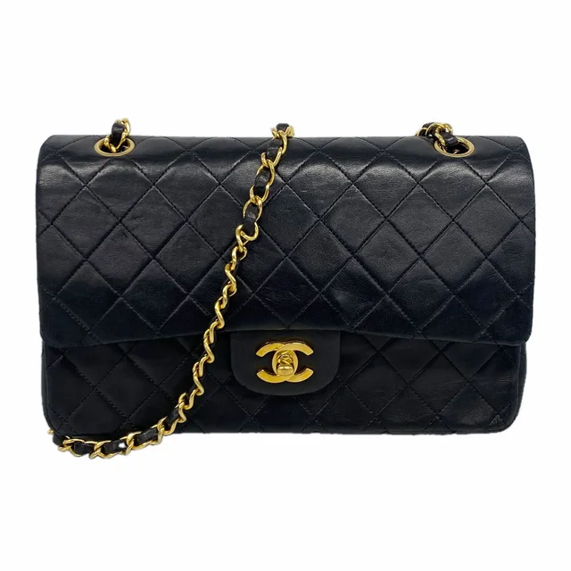 Chanel Shoulder Bag Quilted Lambskin Black Gold in Black Lambskin from The Reluxe