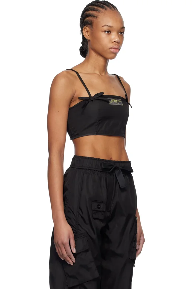 GANNI Black Duchesse Nylon Camisole, photo 2 of 4 from SSENSE