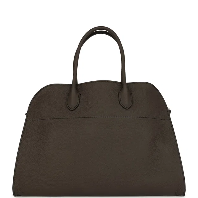 The Row Soft Margaux 15 Bag Mid Grey Calfskin Silver Hardware in Grey Calfskin from Madison Avenue Couture