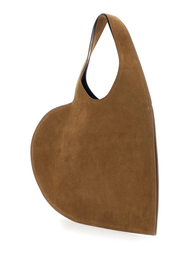 Coperni 'Double Heart' Brown Shoulder Bag with Cut-Out Handle and Heart Silhouette in Suede Woman in Brown 100% Cow Leather, photo 4 of 10 from Gaudenzi Boutique
