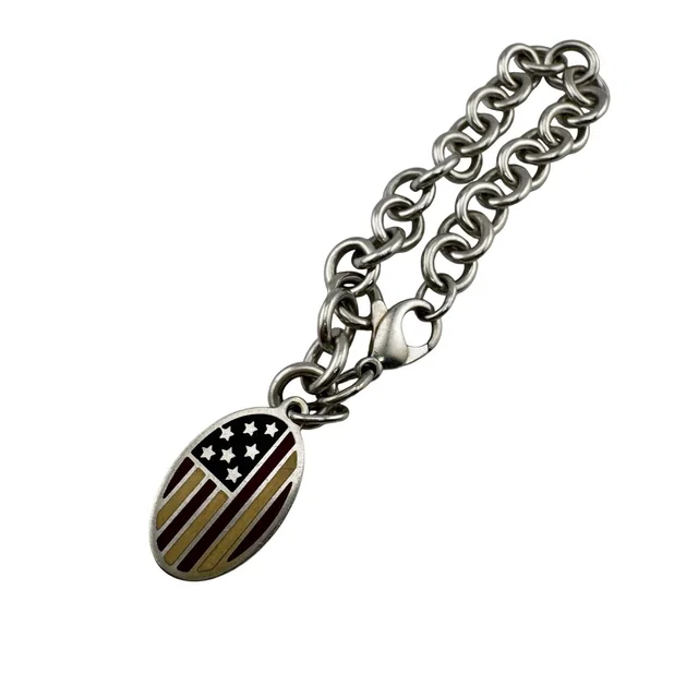 Tiffany & Co. Stars and Stripes Motif Oval Tag Chain Bracelet 925 Sterling Silver in Silver from The Reluxe
