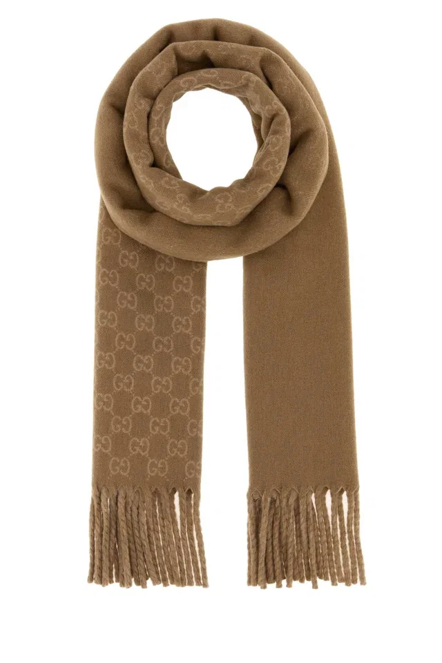 Gucci Logo Scarf — Beige Textile Scarfs in Beige Woven leather from HEWI