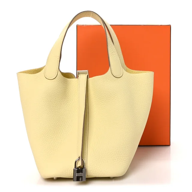 Hermès Taurillon Clemence Picotin Lock 18 PM Jaune Milton in Yellow Clemence leather from FASHIONPHILE, photo 11 of 11