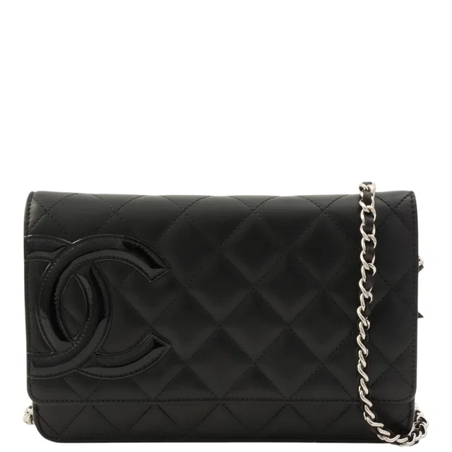Chanel Cambon Line Chain Wallet, Black, circa 2011 in Black Calfskin from VINTAGE QOO TOKYO