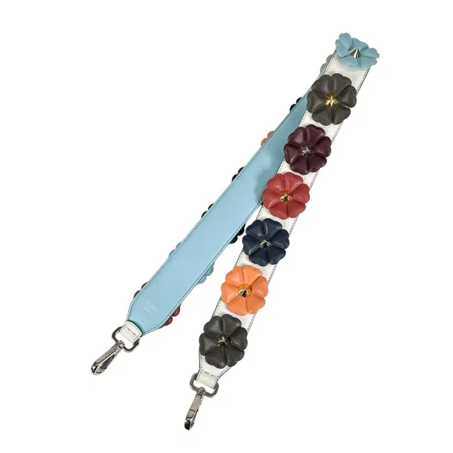 Fendi Shoulder Strap Leather White Multicolor Light Blue Silver in White Leather from The Reluxe