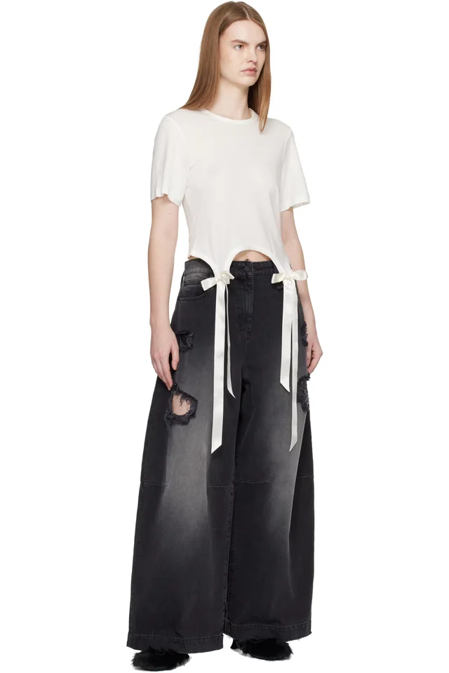 Simone Rocha Off-White Bow Tail Easy T-shirt, photo 4 of 4 from SSENSE