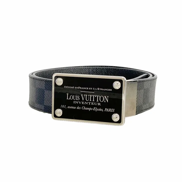 Louis Vuitton Belt Damier Graphite Ceinture Aventure Black Gray in Black from The Reluxe
