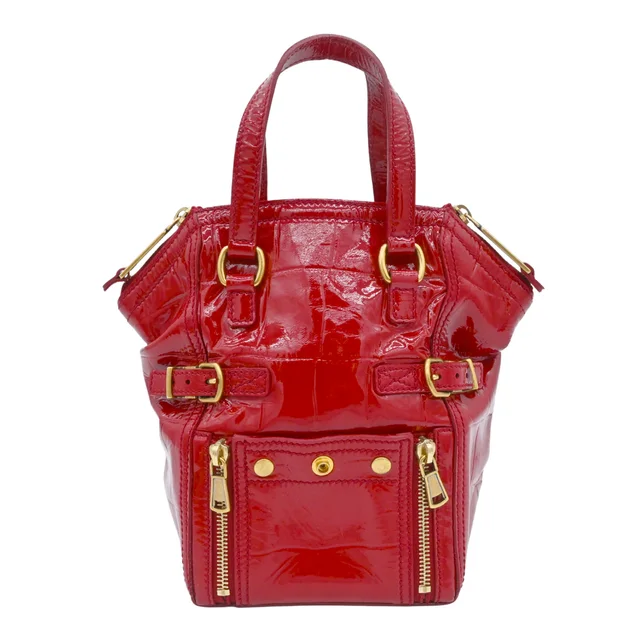 Saint Laurent Red Patent Mini Downtown Tote Bag in Red Patent leather from Clotheshorse Anonymous