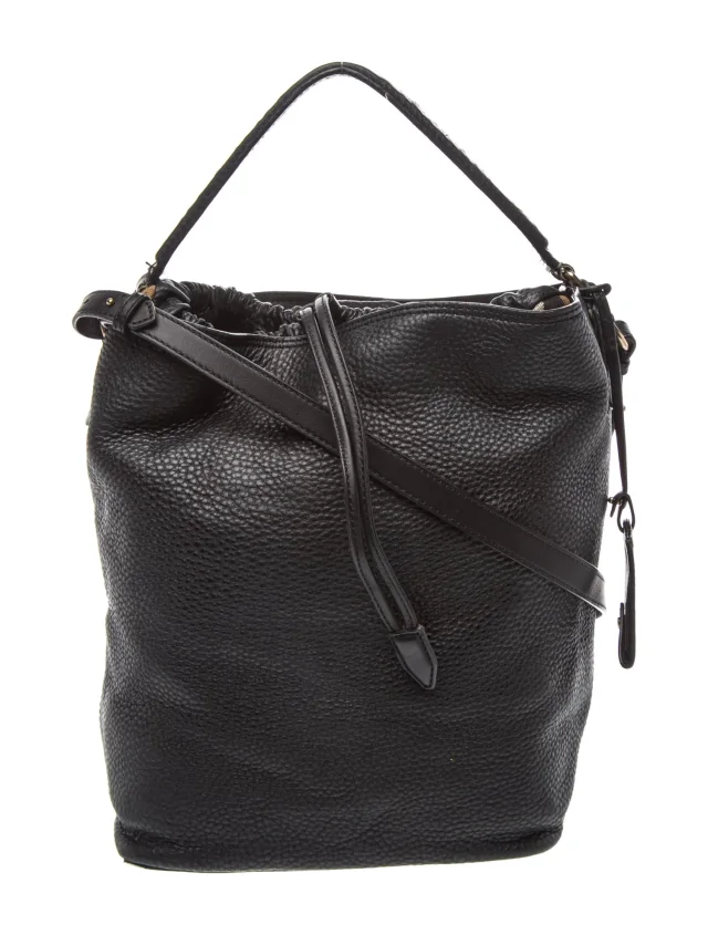 Burberry House Check Bucket Bag in black Canvas from The RealReal