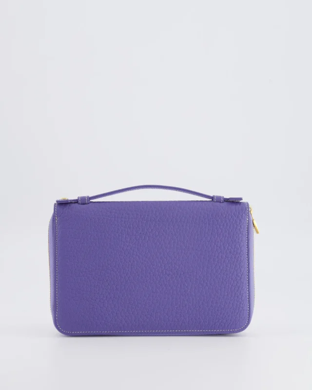 Loro Piana Purple Leather Top Handle Wallet with Gold LP Logo Zipper Detail in Purple Leather from Sellier, photo 8 of 18