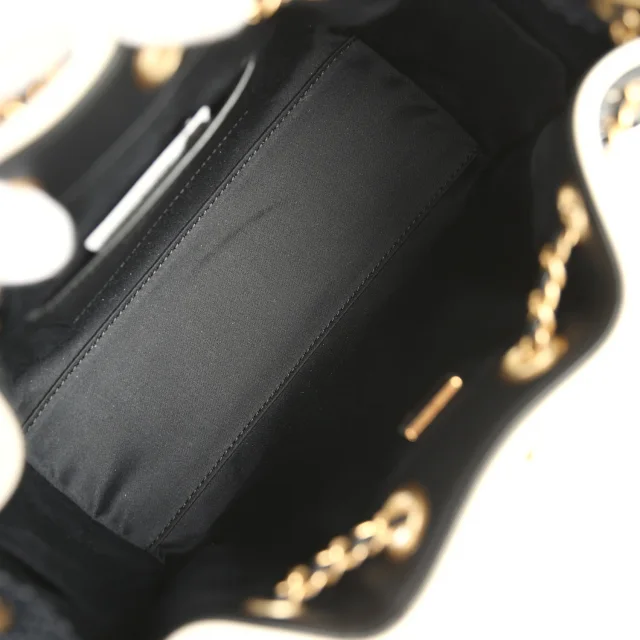 Chanel Mini 25 Hobo Bag Black Raffia and White Calfskin Antique Gold Hardware in Black Raffia from Madison Avenue Couture, photo 8 of 9