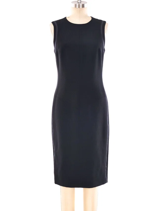 Versace Ribbon Trimmed Little Black Dress in Black Silk from Arcade Vintage