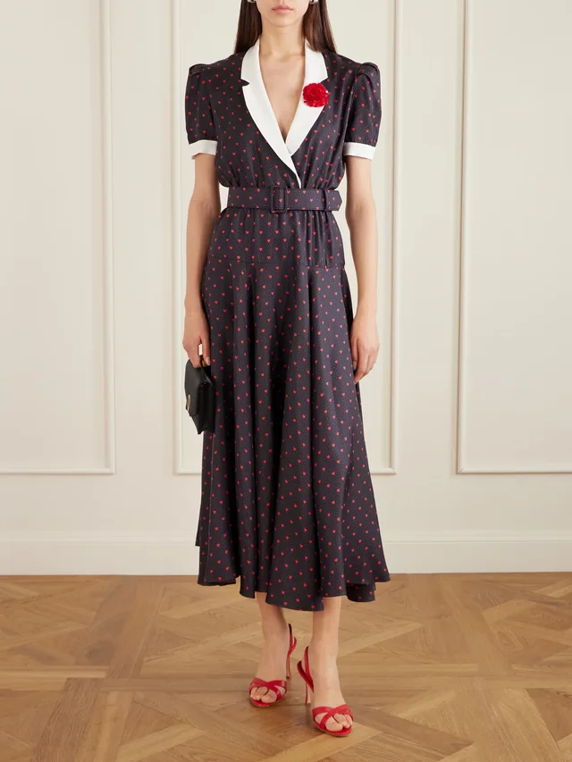 RODARTE Belted printed silk-twill gown in Black, photo 2 of 2 from NET-A-PORTER (Canada)
