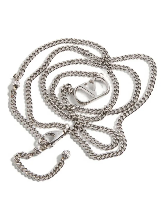 Valentino Garavani Vlogo Signature Cable-Link Necklace — Silver Necklaces in Silver from HEWI, photo 3 of 5