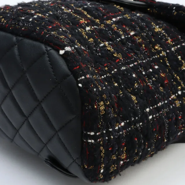 Chanel Circa 2019 Tweed CC Turn-Lock Mini Backpack Black/Multi in Black Tweed from VINTAGE QOO TOKYO, photo 9 of 11