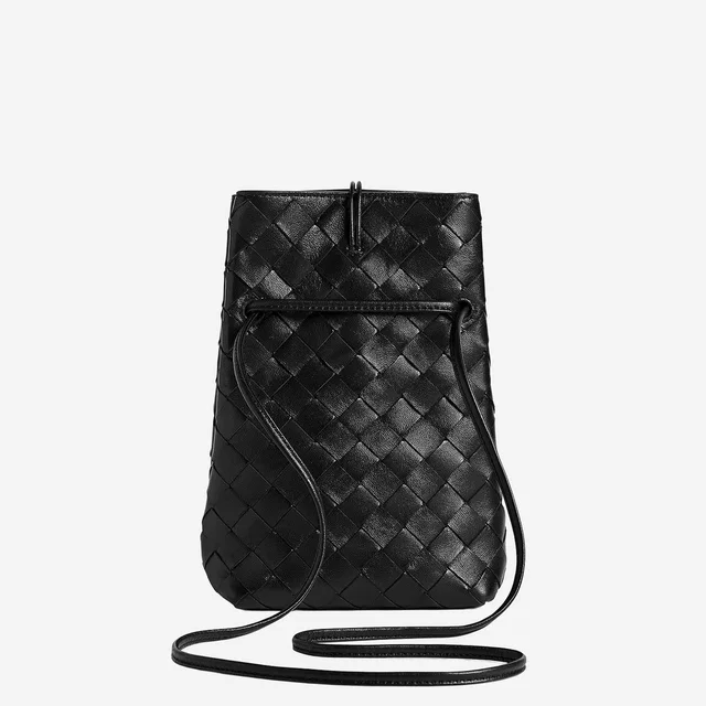 Bottega Veneta Intrecciato Lambskin Clutch — Black in Black Lambskin from HEWI