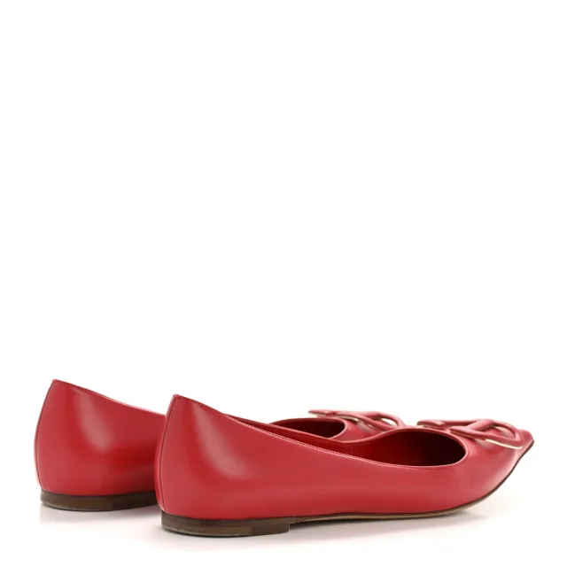 Valentino Garavani Nappa Vlogo Flats 38.5 Rouge Pur in Red Nappa leather from FASHIONPHILE, photo 5 of 11