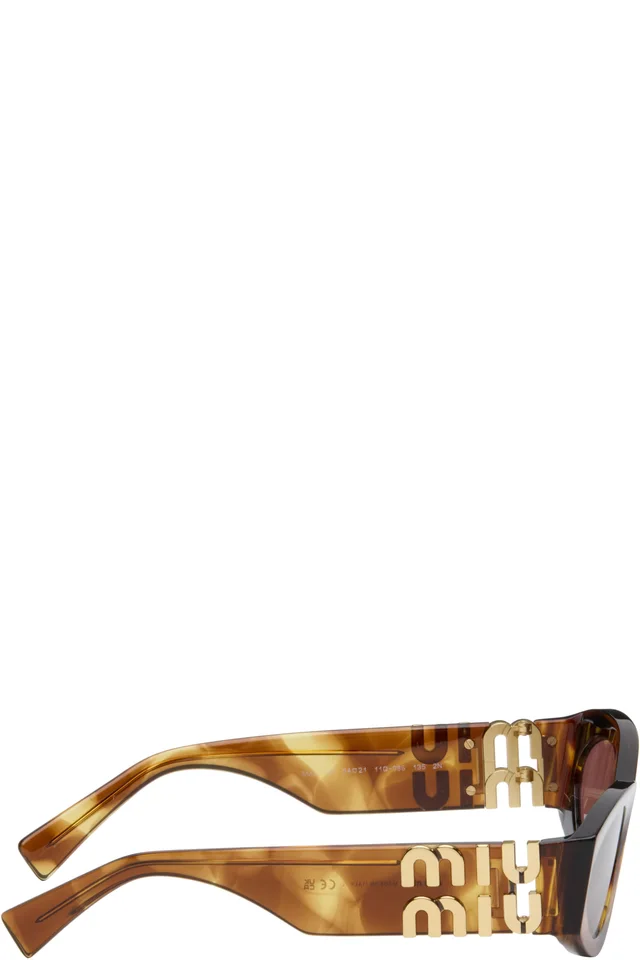 Miu Miu Eyewear Brown Miu Glimpse Sunglasses, photo 2 of 4 from SSENSE