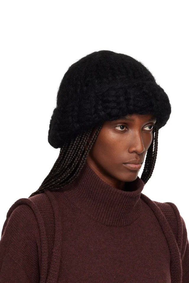 ISSEY MIYAKE Black November Silk Mohair Beanie, photo 2 of 3 from SSENSE