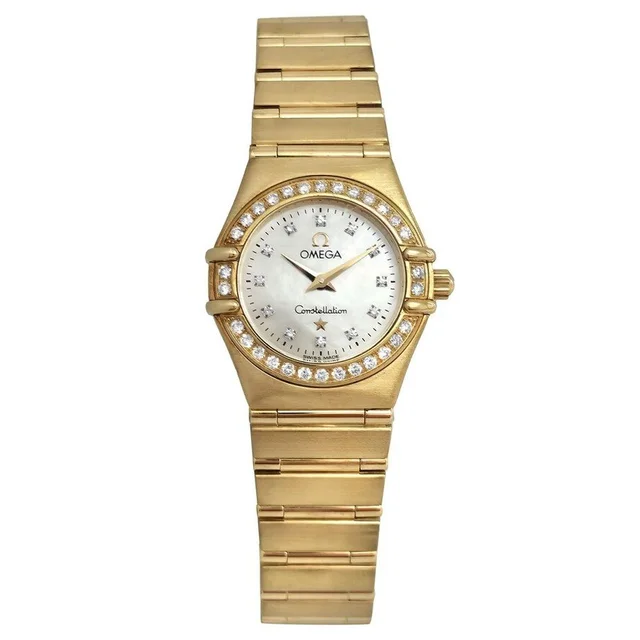 Omega 1167.75 Quartz Diamond White Dial Ladies Watch 1167.75 in yellow|gold|white from Jomashop.com
