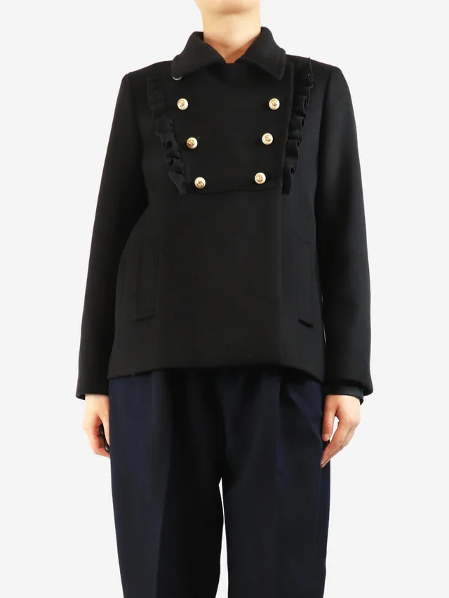 Gucci Black wool coat with pearl buttons - size UK 14 in Black Wool from Sign of the Times