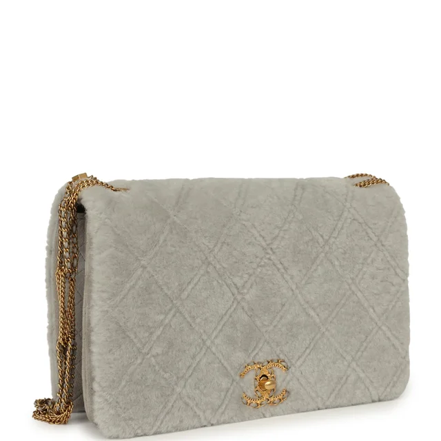 Chanel Medium Flap Bag Grey Shearling Antique Gold Hardware in Grey Lambskin from Madison Avenue Couture, photo 2 of 2
