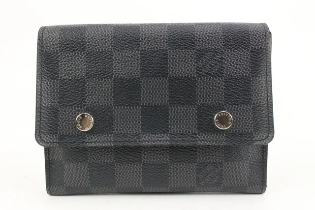 Louis Vuitton Black Damier Graphite Compact Snap Wallet in Black Canvas from Bagriculture