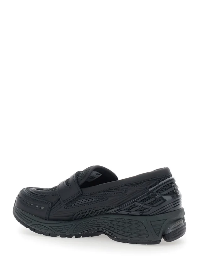 NEW BALANCE 'Lifestyle' Black Sneakers with Slip-On Design and Mesh Inserts in Leather Unisex in Black 100% Leather/Textile, photo 5 of 8 from Gaudenzi Boutique