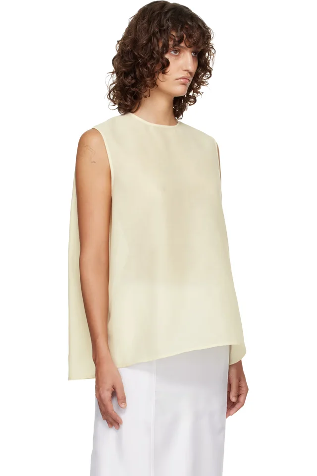 LE17SEPTEMBRE Off-White Boucle Back Button Sleeveless Top, photo 2 of 3 from SSENSE