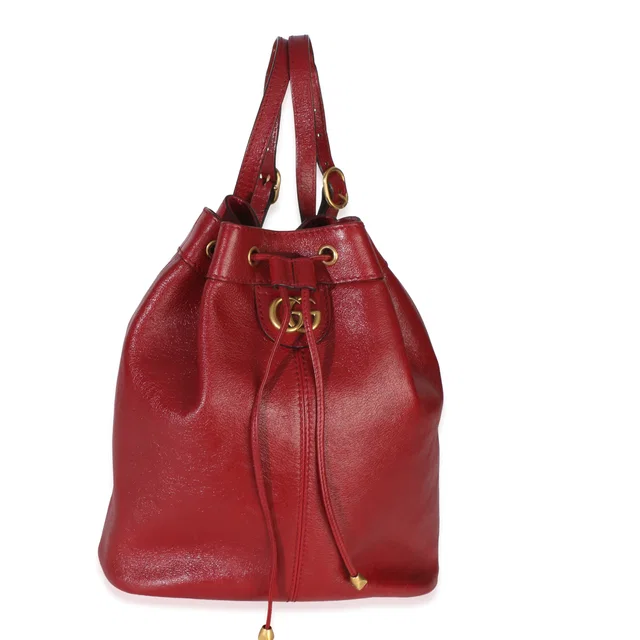 Gucci Red Piuma Lux Energy Medium Re(belle) Bucket Backpack Leather Handbag in Red Leather from HEWI