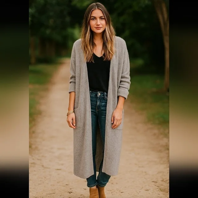 Maxmara Womens Gray Cashmere Long Duster Designer Luxury Cardigan Sweater L in gray Cashmere from Poshmark