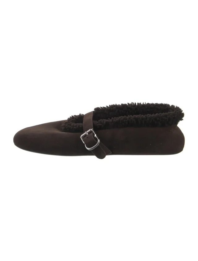 Alaïa Mary Jane Suede Slingback Flats in brown|red Suede from The RealReal