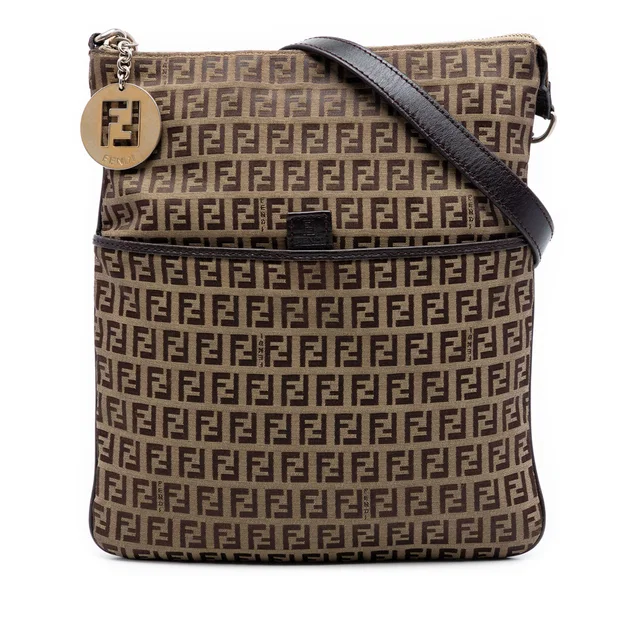 Beige Fendi Zucchino Canvas Crossbody in Beige Canvas from Designer Revival