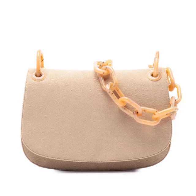 Beige Prada Canvas Resin Chain Shoulder Bag in Beige Canvas from Designer Revival