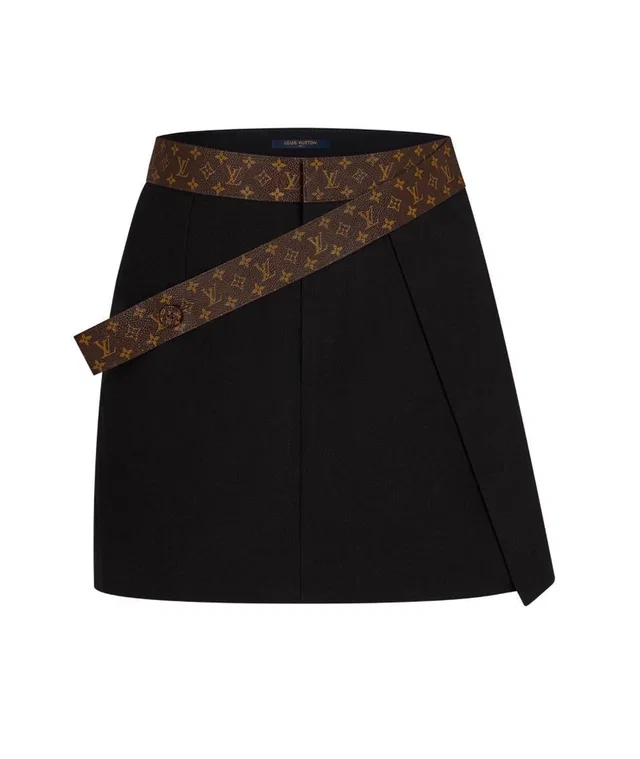 Louis Vuitton Black Monogram Mini Skirt in Black Wool from HEWI