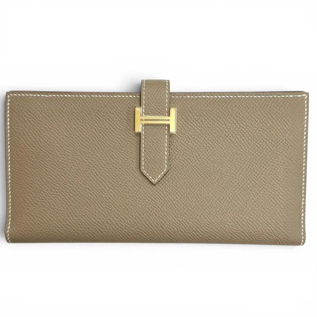 Hermès Bearn Soufflet Veau Epsom Etoupe Gold Bifold Wallet in Taupe Epsom leather from The Reluxe