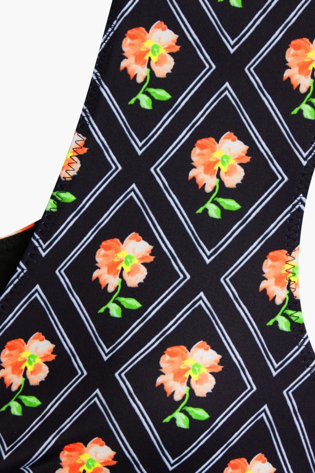 Caroline Constas Floral Print Stretch-Polyester Bikini Top in Black, photo 4 of 4 from THE OUTNET