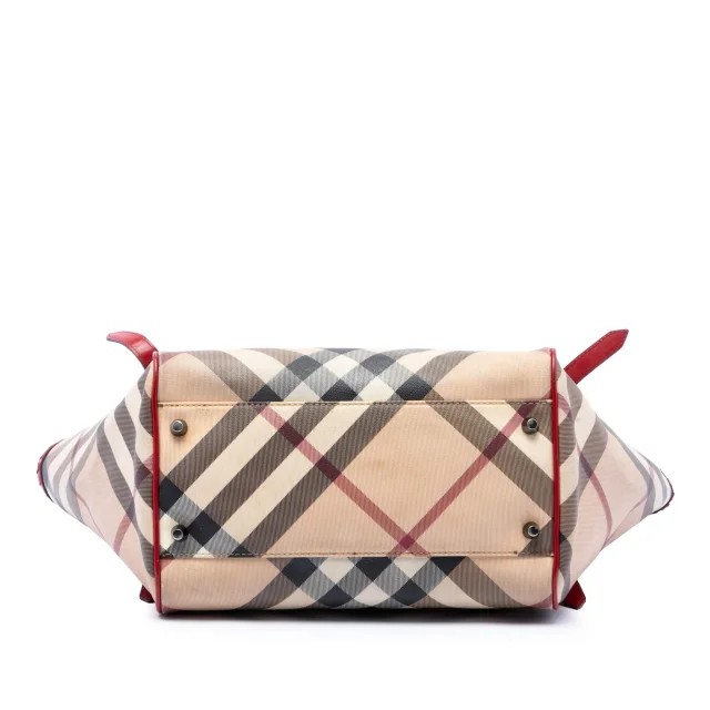 Beige Burberry Supernova Check Coated Canvas Whipstitch Tote in Beige Coated canvas from Designer Revival, photo 3 of 6