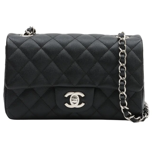 Chanel 2018 Caviar Leather CC Turnlock Chain Shoulder Bag Black in Black Caviar leather from VINTAGE QOO TOKYO