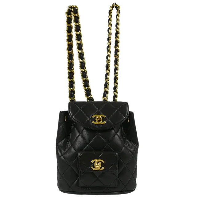 Chanel 1991-1994 Black Lambskin Duma Backpack Small in Black Lambskin from AMORE Vintage Tokyo
