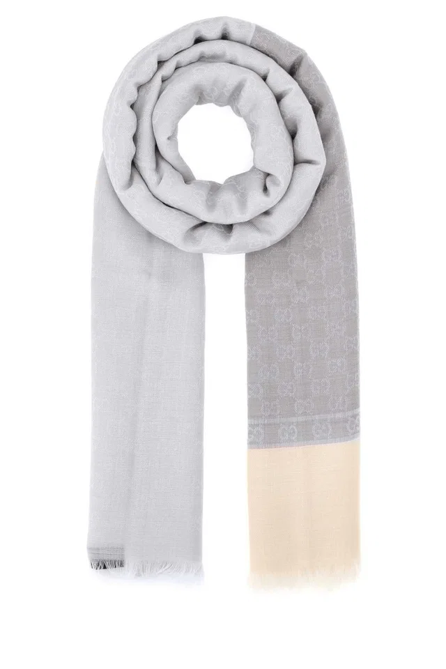 Gucci Walzer Scarf — Gray Exterior: Cashmere Wool Silk Scarfs in Grey Silk from HEWI