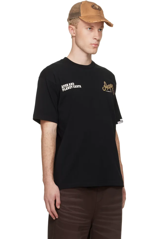 AAPE by A Bathing Ape Black 'AAPE' Theme Main T-shirt, photo 2 of 4 from SSENSE