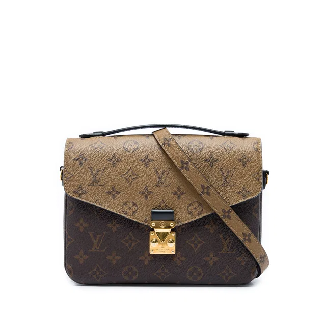 Brown Louis Vuitton Monogram Reverse Pochette Metis Satchel in Brown Coated canvas from Designer Revival